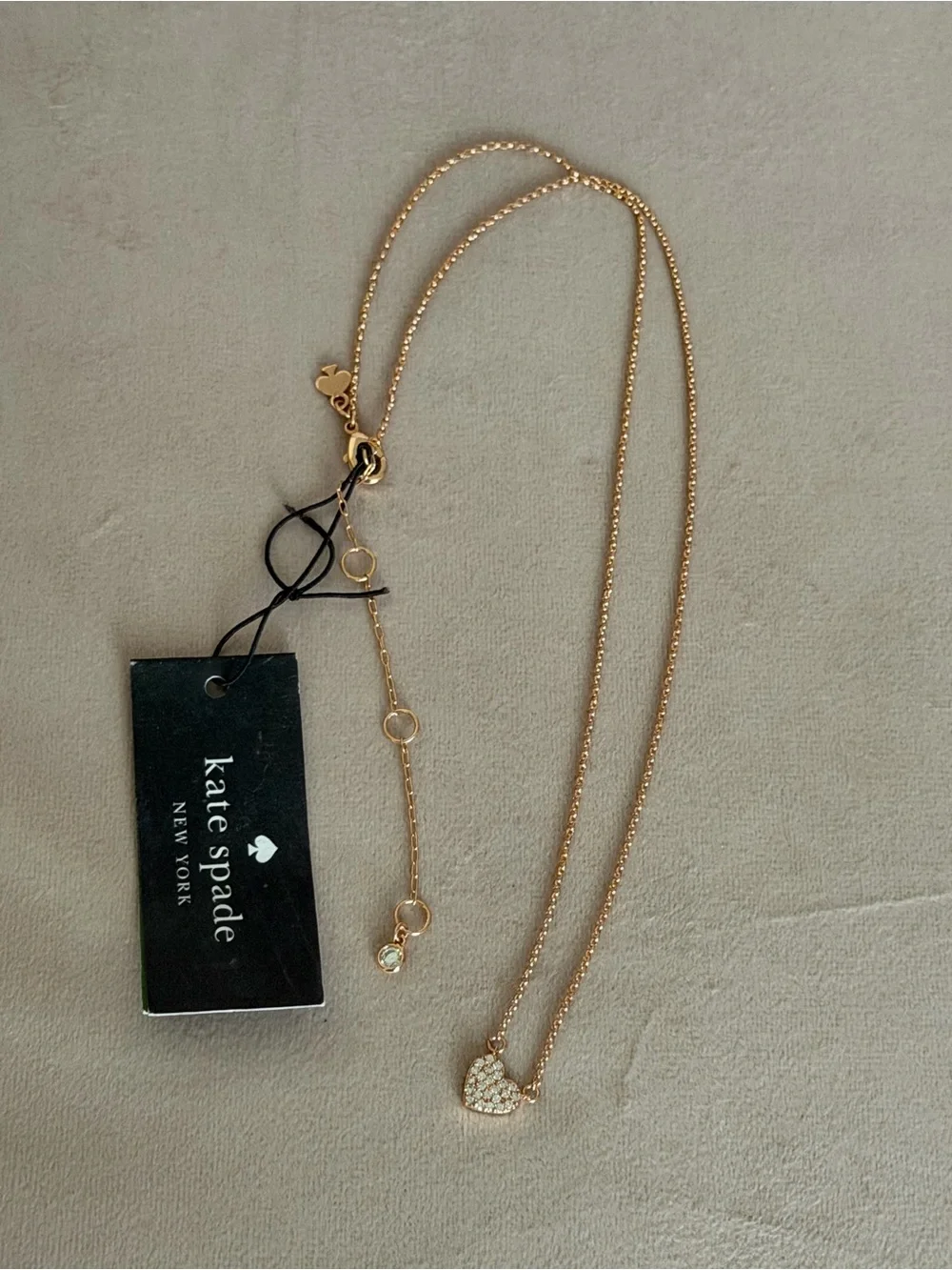 NWT kate spade Yours Truly Pave Heart Mini Pendant Necklace ORG RETAIL $69❤️